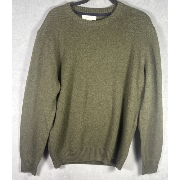 Aspen Sweater Women Large Lambswool Blend Olive Classic‎ Sweater Work Casual - Picture 1 of 5